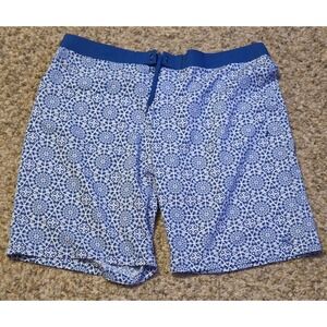 UV Skinz‎ Geometric Pattern Swim Trunks Men's Size 2XL Blue White